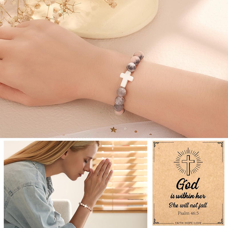 Paderast Christian Christmas Gifts for Women, Religious Cross Bracelet Gifts for Women/Daughter/Friend/Sister/Grandma/Granddaughter/Godmother/Her, Inspirational Birthday Faith Based Jewelry Stocking Stuffers Gifts - Image 2